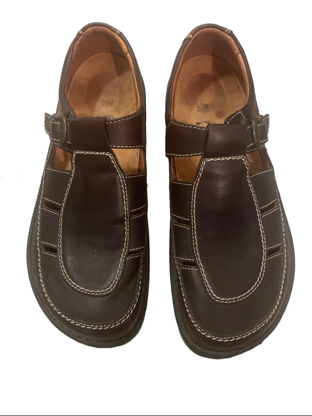 Footprints Birkenstock Fisherman Style Sandals Brown Leather Size 43 us 10-10.5